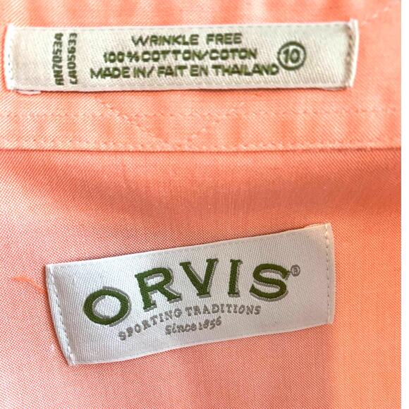 Orvis Button Up Shirt 10 Blouse Salmon Long Sleeve Wrinkle Free Preppy Business - Picture 3 of 8